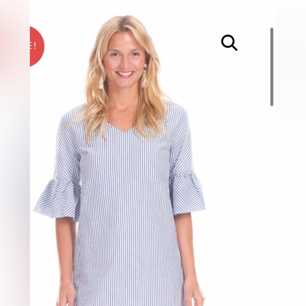 Duffield Lane White and Navy Striped Mini Dress